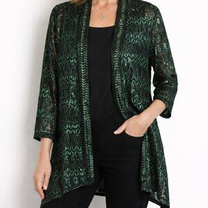 Chico's Sweater Women's Size Medium Travelers Open Front Knit Green Chicos 1